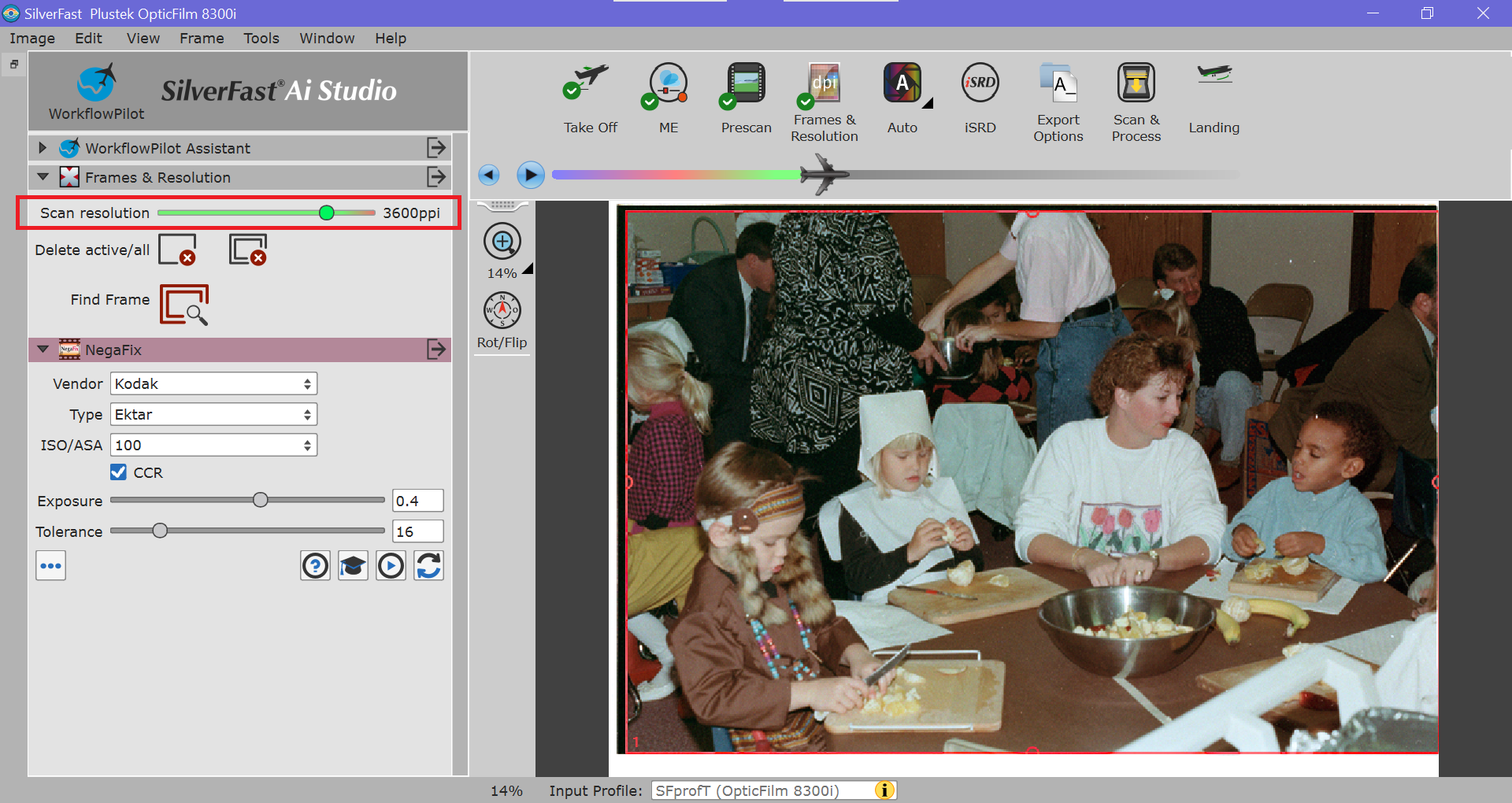 Set scan resolution to 3600ppi